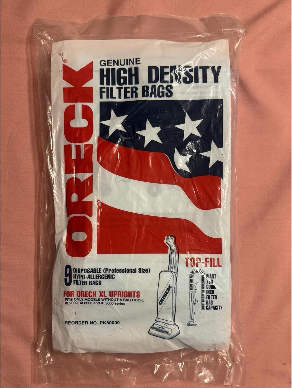 Oreck Genuine High Density Filter Bags 8000-9 Vacuum‎ 9 Bags Sealed Package NOS